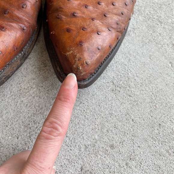 Justin Boots Cognac Full Quill Ostrich Leather Cowboy Boots 8 8771 Western Rodeo - Picture 9 of 11